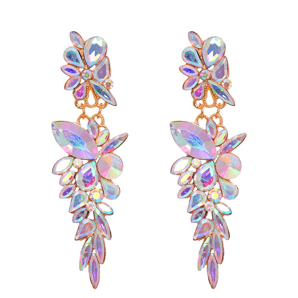 New Colorful Long Rhinestone Earrings High Quality Crystal Drop Earring Luxury Earing for Women Jewelry Accessories Gift