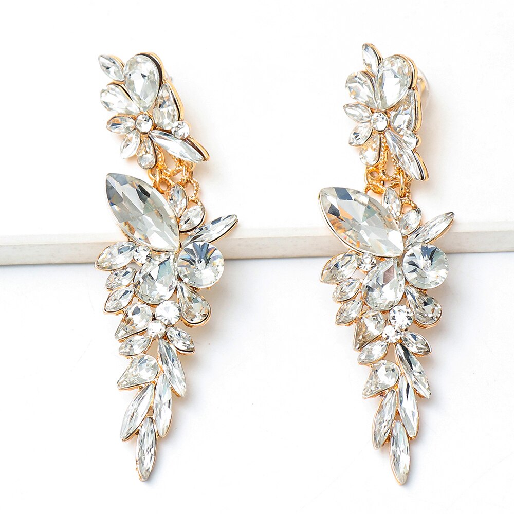 New Colorful Long Rhinestone Earrings High Quality Crystal Drop Earring Luxury Earing for Women Jewelry Accessories Gift