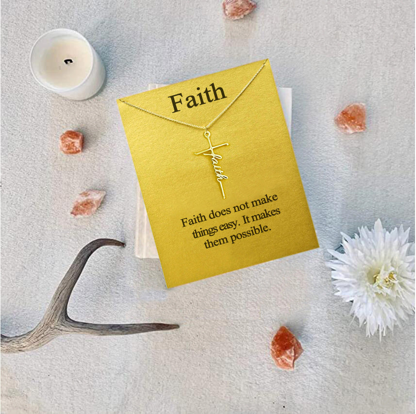 Ins Style Faith Letter Alloy Pendant Women's Choker Necklace Short Necklace for Women