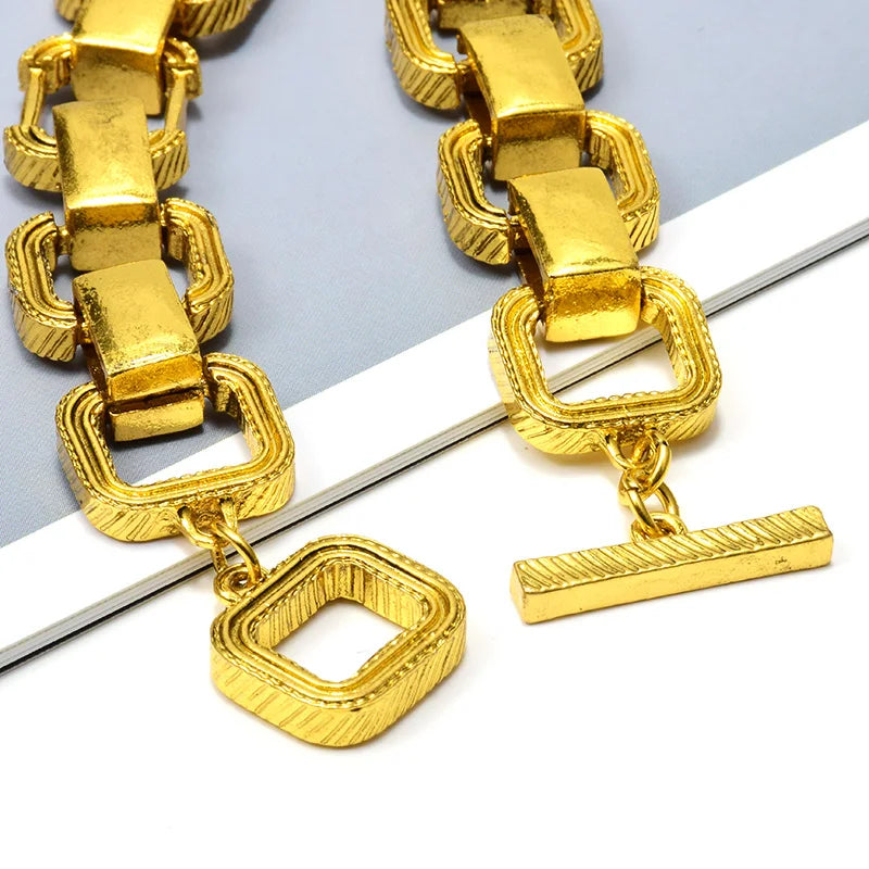 Wholesale New Statement Gold Color Metal Square Bracelet Bijoux High-Quality Fashion Trend Bracelets Accessories For Women