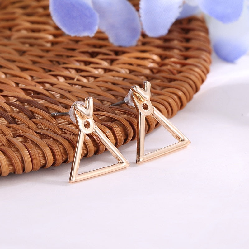 Creative Triangle Square Stud Earrings For Women Trendy Simple Minimalist Gold Color Geometric Metal Earing Jewelry Accessories
