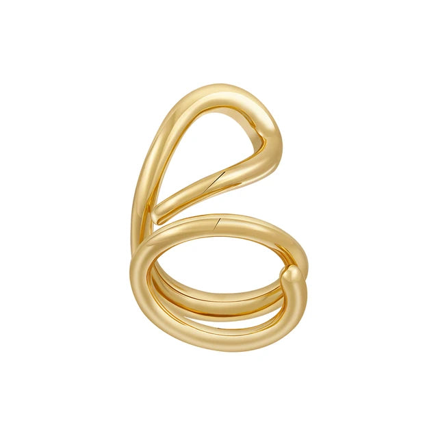 Irregular Line Ring For Women  Pated Gold Color Fashion Jewelry Rings Simple Office Friend Gift