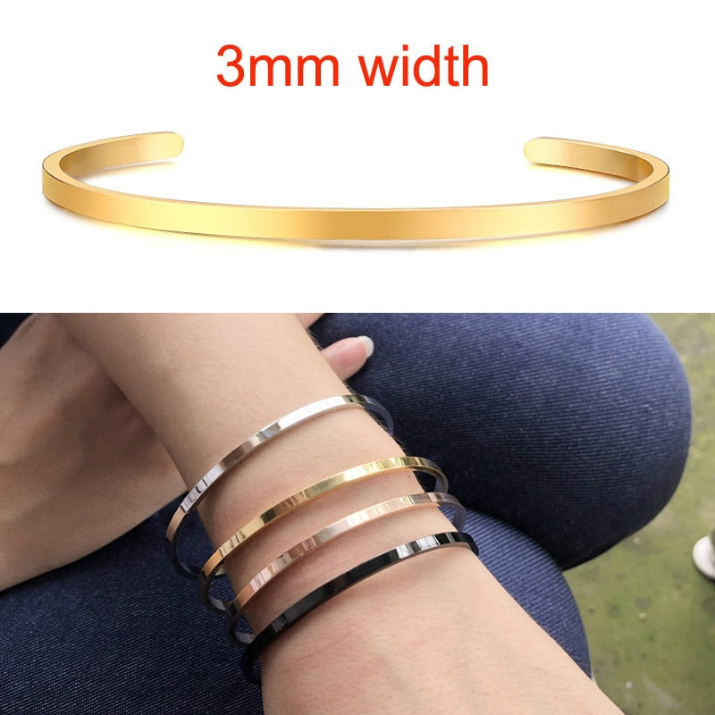 Inspirational Cuff Bracelet Bangle For Women Rose Gold silver color Engraved Mantra Bracelets Wife Fiance Personalized Gifts
