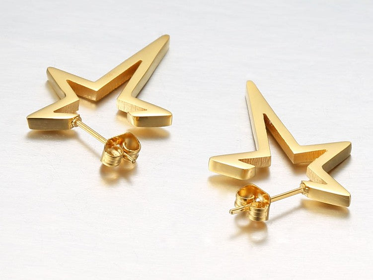 Star Earrings Punk Stud Earring Rose Gold Color Earings Stainless Steel Earrings For Women Jewelry Wholesale