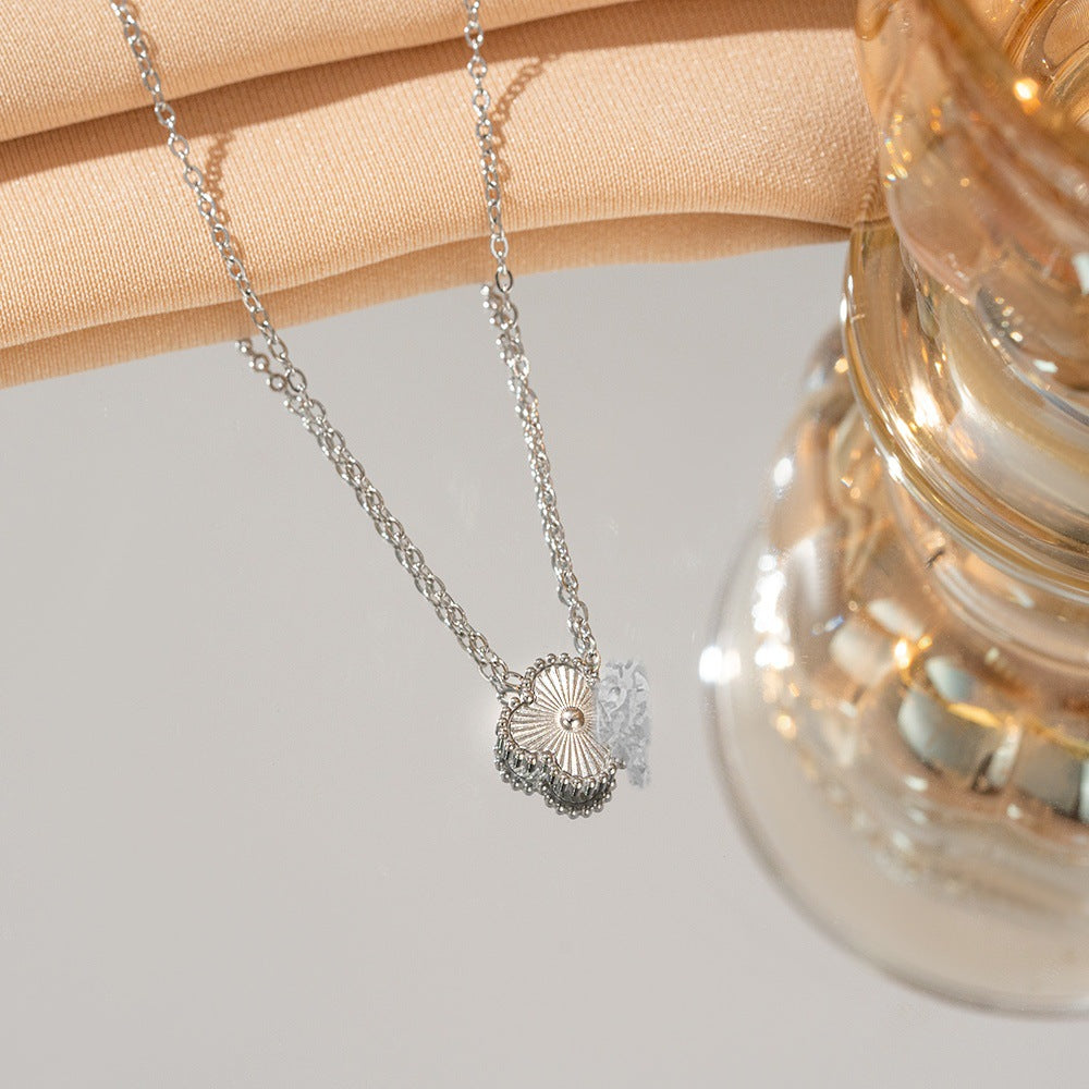 Lucky Clover Necklace Pendant Titanium Steel Double sided Beimu Clavicle Jewelry