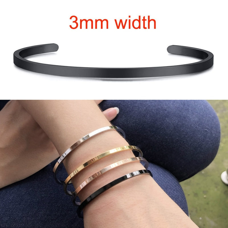 Inspirational Cuff Bracelet Bangle For Women Rose Gold silver color Engraved Mantra Bracelets Wife Fiance Personalized Gifts