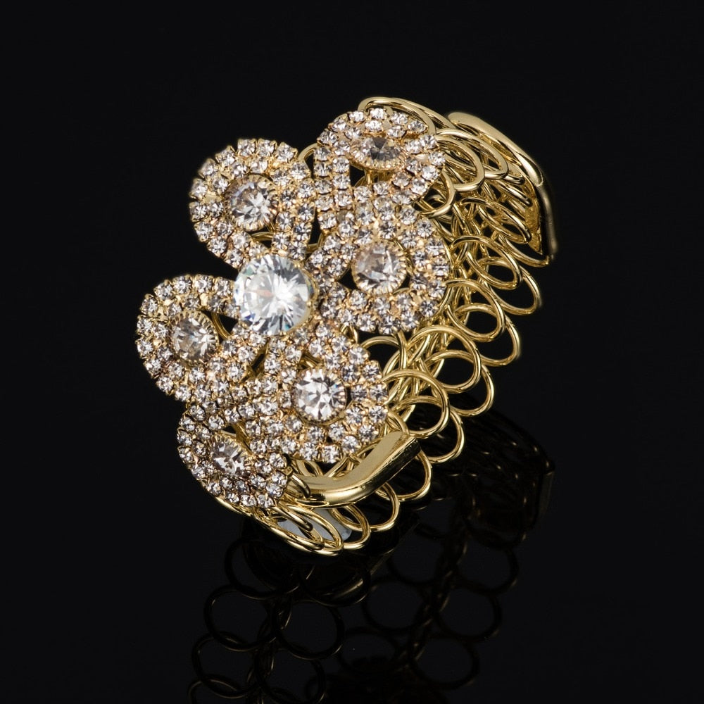 Handmade Silver Gold Color Rhinestone Chain Bracelets &Bangles Crystal Wedding Femme Flower Bride Birthday Gifts