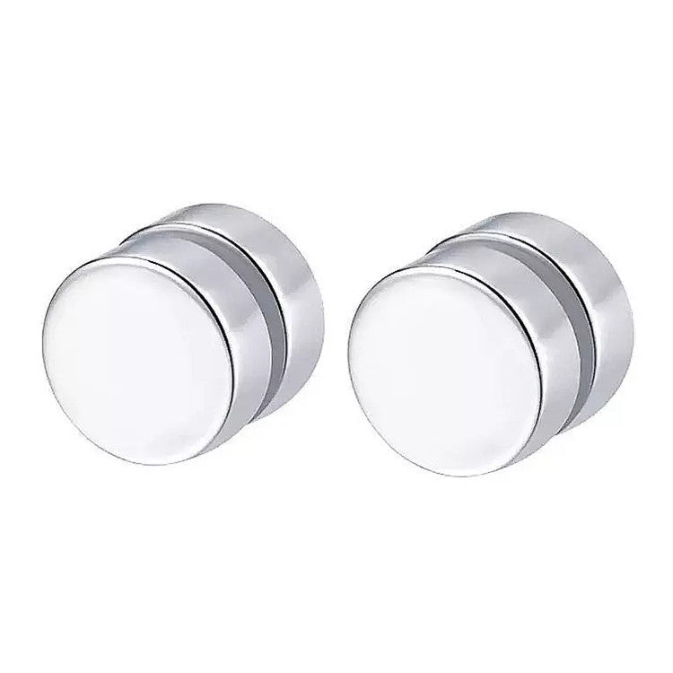 Men's Magnetic Disc Earrings, Punk Fake Ear Studs Jewelry