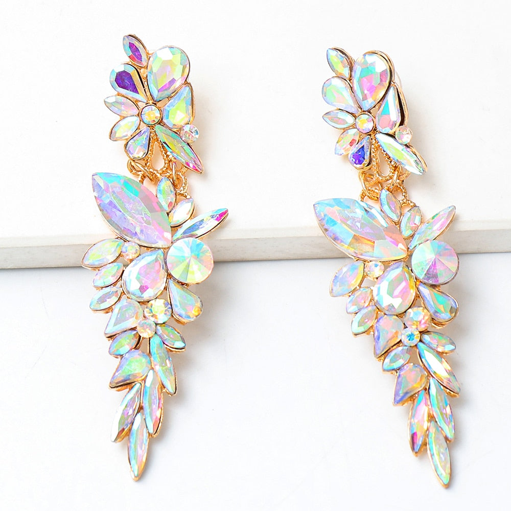 New Colorful Long Rhinestone Earrings High Quality Crystal Drop Earring Luxury Earing for Women Jewelry Accessories Gift