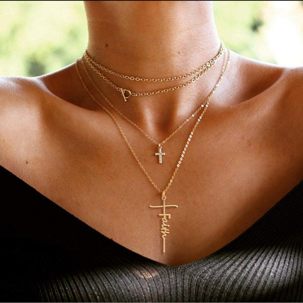 Ins Style Faith Letter Alloy Pendant Women's Choker Necklace Short Necklace for Women