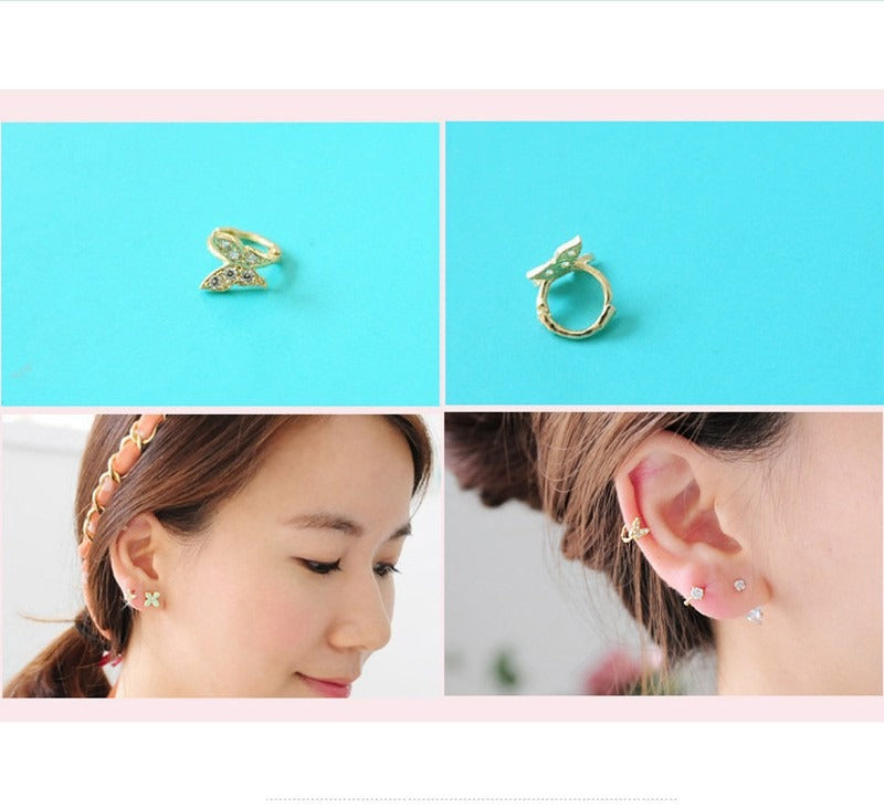 S925 Silver Earrings Women's Korean Fashion Sweet Bow Ear Buckle Ear Studs Short Earrings Earrings Earrings Jewelry