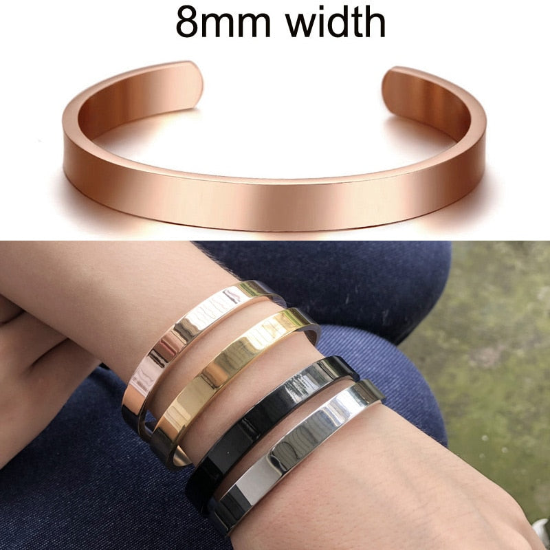 Inspirational Cuff Bracelet Bangle For Women Rose Gold silver color Engraved Mantra Bracelets Wife Fiance Personalized Gifts