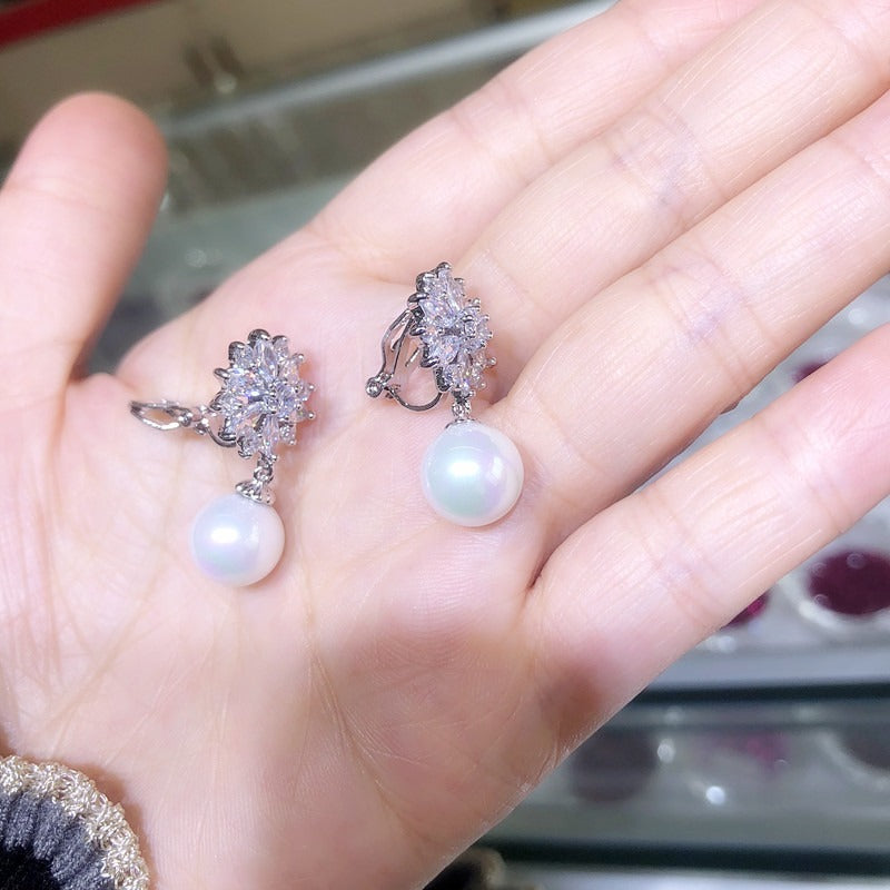 Popular Sunflower Brick Ear Studs, Pearl Earrings, Women's Fashion Earrings