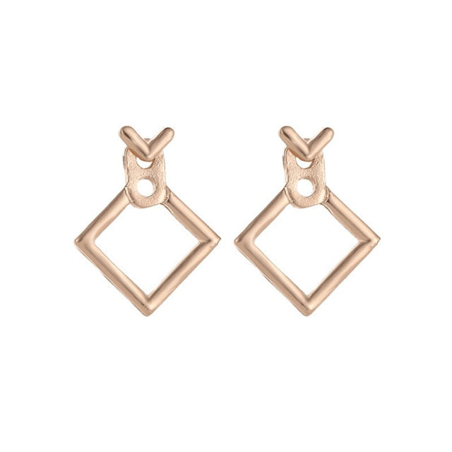 Creative Triangle Square Stud Earrings For Women Trendy Simple Minimalist Gold Color Geometric Metal Earing Jewelry Accessories