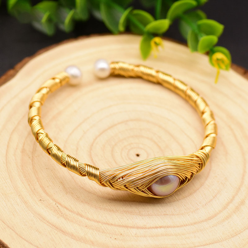 Original Design Natural Fresh Water Purple Pearl Adjustable Eye Bangle For Women Gift Jewlery  Pulseras Mujer