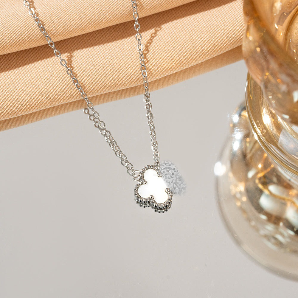 Lucky Clover Necklace Pendant Titanium Steel Double sided Beimu Clavicle Jewelry