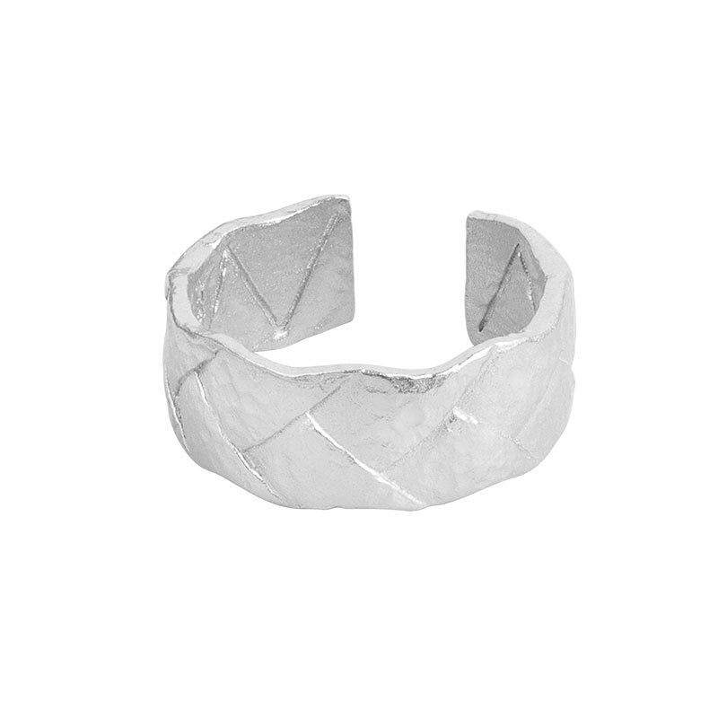Crumpled Tin Foil Texture Ring Irregular Rings Minimalistfor Women TrenFashion Fine Jewelry