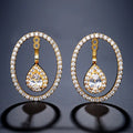 Round Cutout Design Zircon Water Drop Earrings for Women Elegant Bridal Earing Fashion Geometric Wedding Jewelry