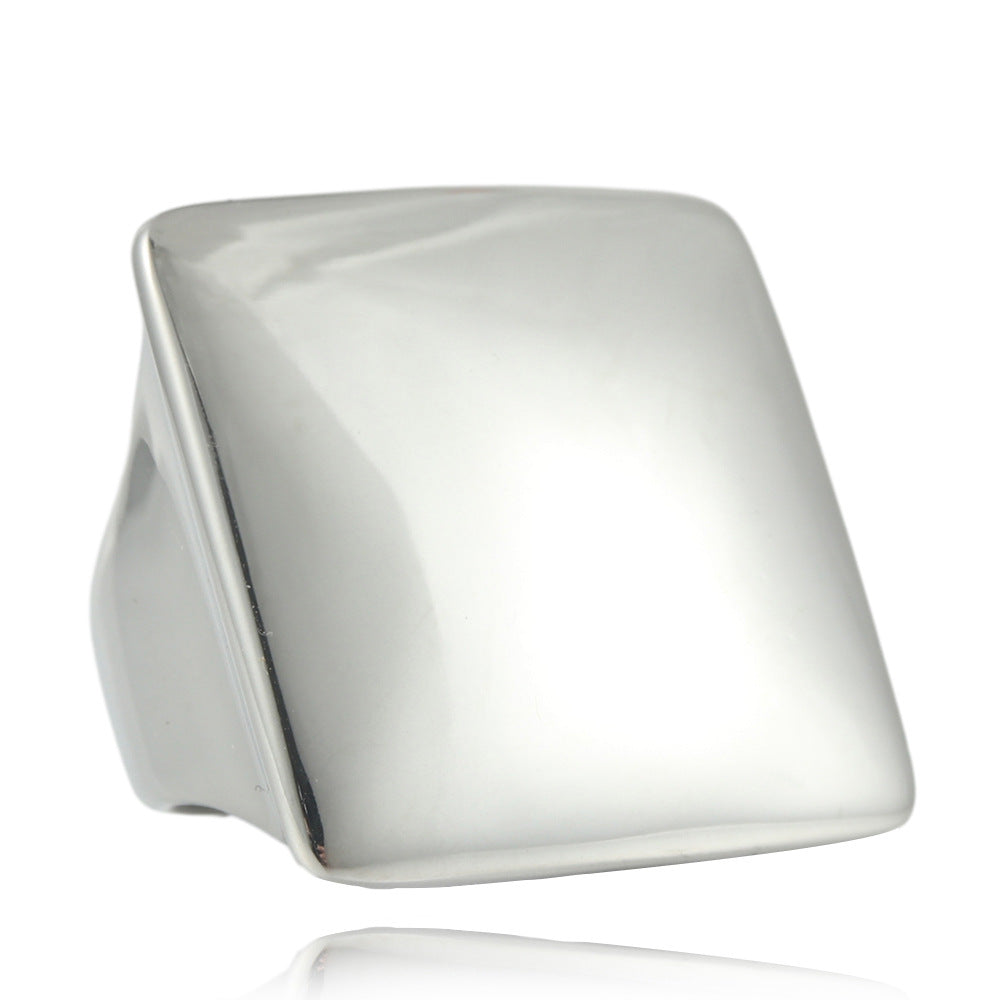 Silver Color Stainless Steel Rings for Women Knuckles Brushed Large Square Rings Trendy Party Women Rings Jewelry Gifts