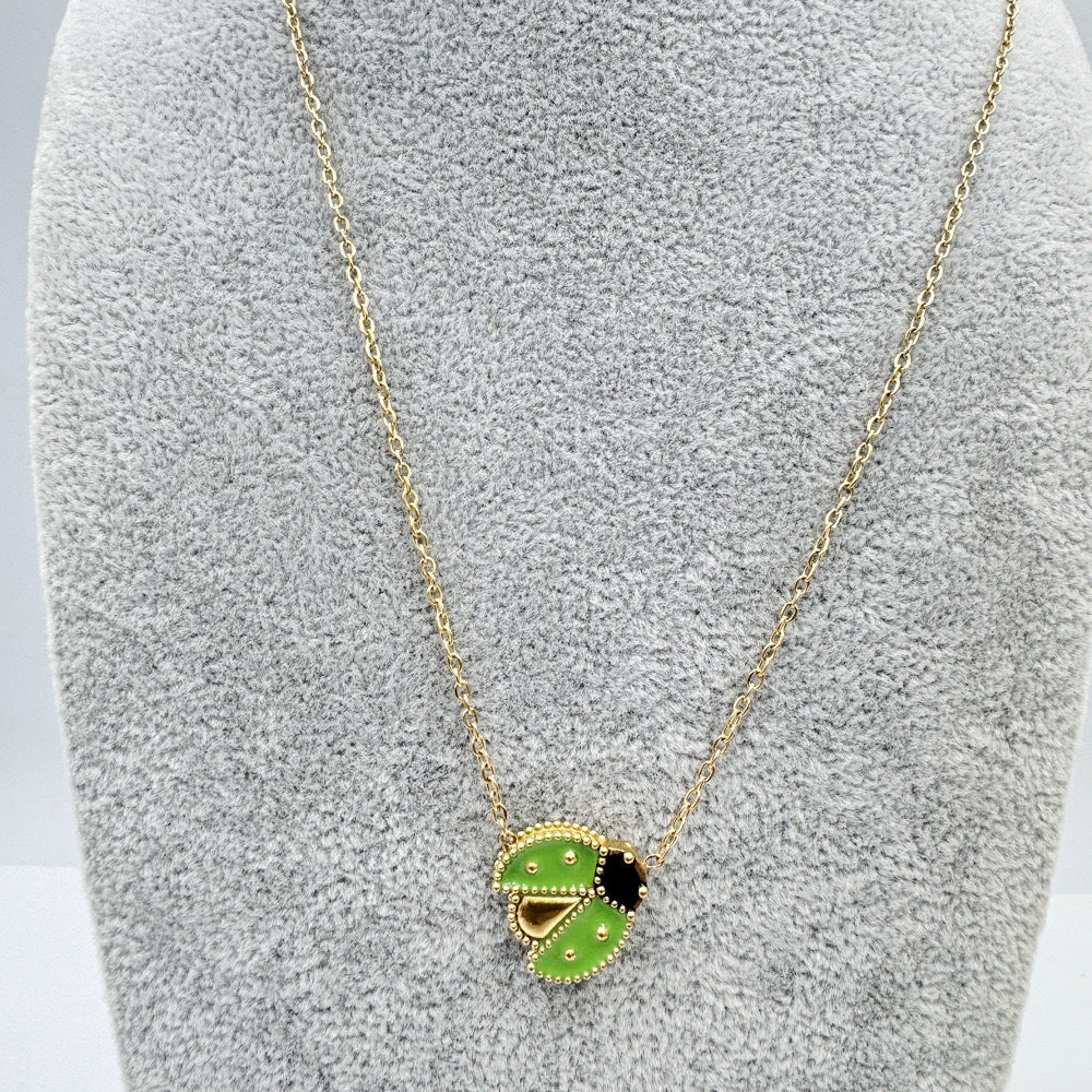 Titanium Steel Beetle Necklace Forest Story Jewelry