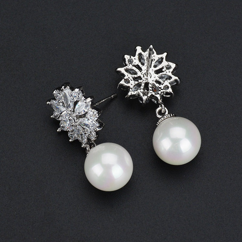 Popular Sunflower Brick Ear Studs, Pearl Earrings, Women's Fashion Earrings