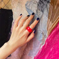 Irregular Wide Large Chunky Rings for Women Vintage Crystal Resin Autumn Winter Geometric Stacking Wear Finger Jewelry