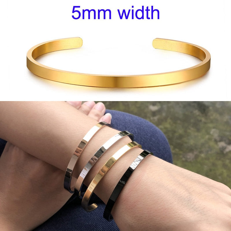 Inspirational Cuff Bracelet Bangle For Women Rose Gold silver color Engraved Mantra Bracelets Wife Fiance Personalized Gifts