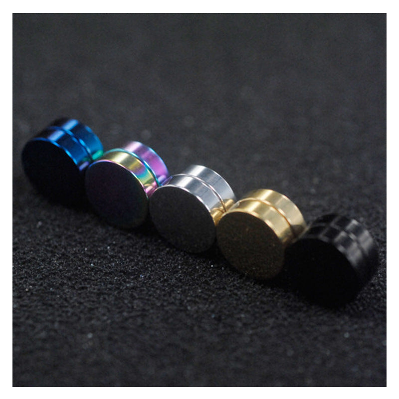 Men's Magnetic Disc Earrings, Punk Fake Ear Studs Jewelry