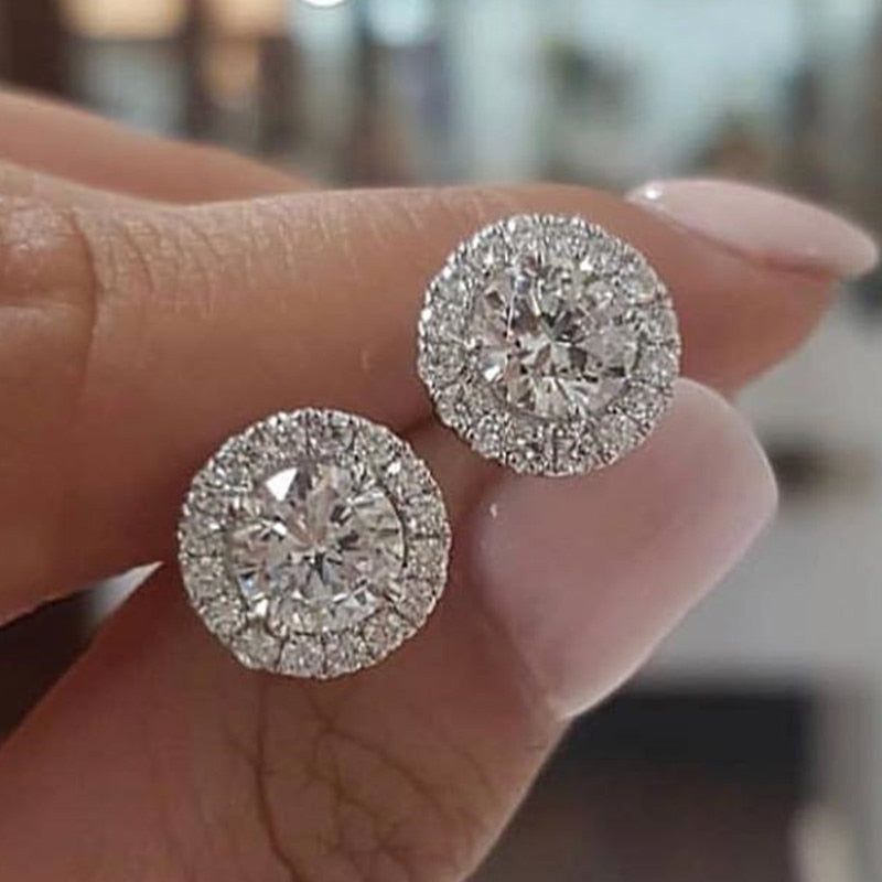 Fashion Luxury 925 Sterling Silver 6mm Small Zircon Stud Earing Earrings for women christmas gift korean jewelry E232