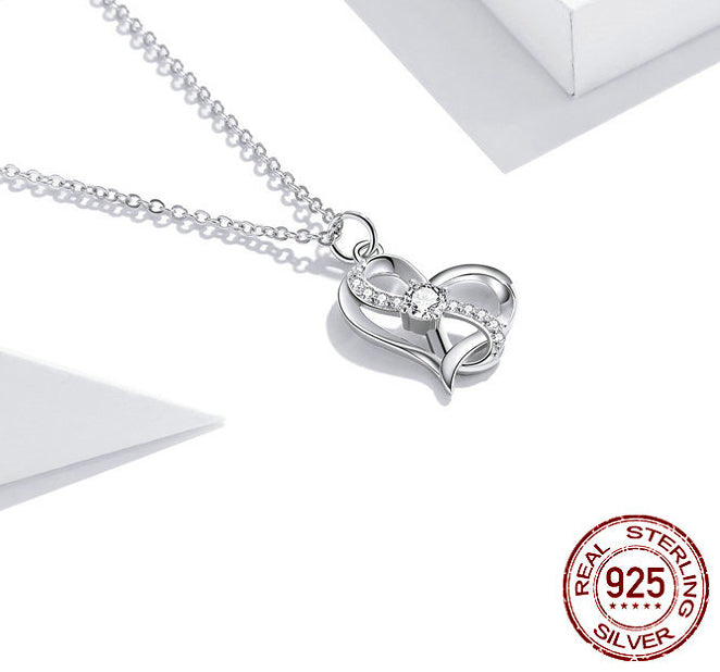 Silver S925 Necklace Women's Heart-Shaped Pendant Jewelry