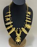Heavy-Duty Exaggerated Hammered Texture Sparkling Rhinestone Insect Series Statement Choker Necklace