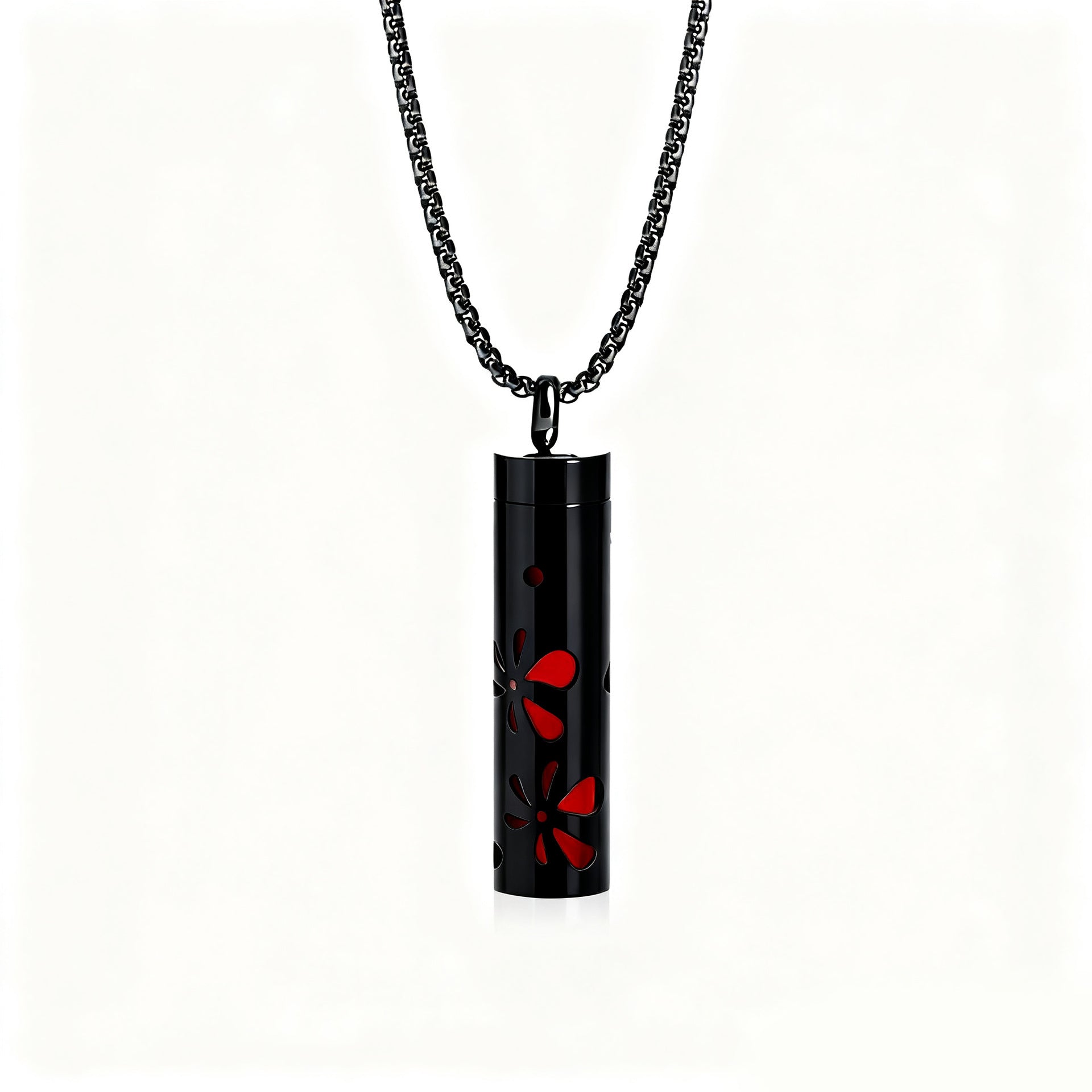 Cylindrical Heart-shaped Diffuser Pendant Necklace with Essential Oil, Stainless Steel Necklace for Men and Women, Titanium Steel Pendant
