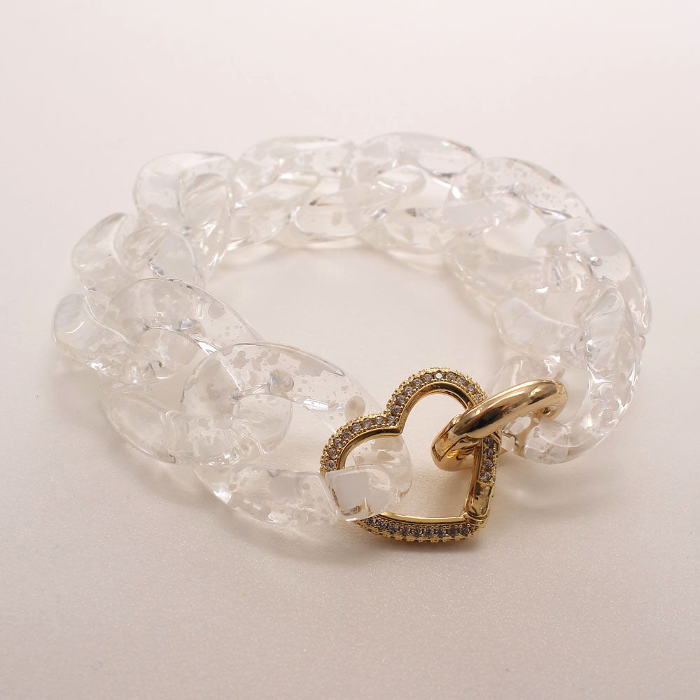 Colorful Resin Zircon Heart Bracelets Vintage Style Exaggerated Women Girls Fashion Bracelet Bangles Luxury Jewelry