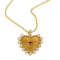 Stainless steel plated 18K gold carved heart-shaped necklace