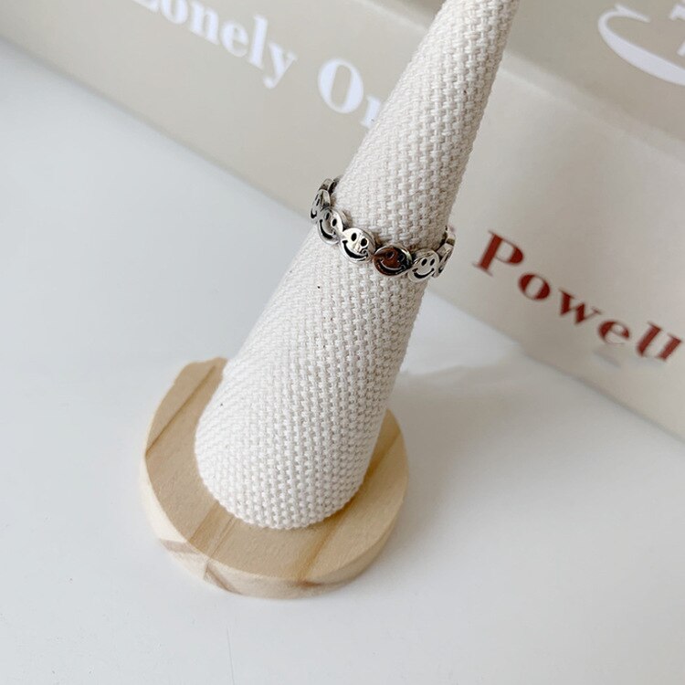 Vintage Smiling Face Finger Rings for Women Girl Punk Hip Hop Opening Adjustable Ring Weaving Rings