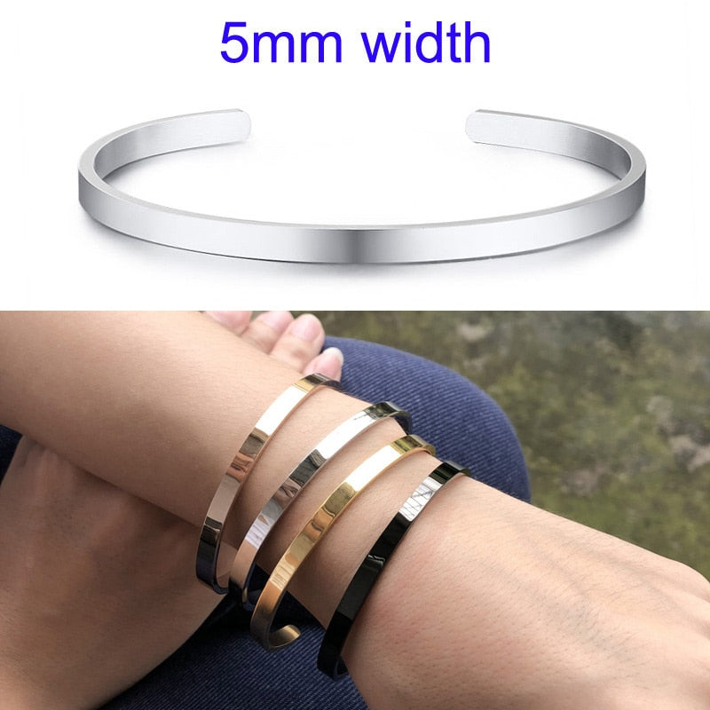 Inspirational Cuff Bracelet Bangle For Women Rose Gold silver color Engraved Mantra Bracelets Wife Fiance Personalized Gifts