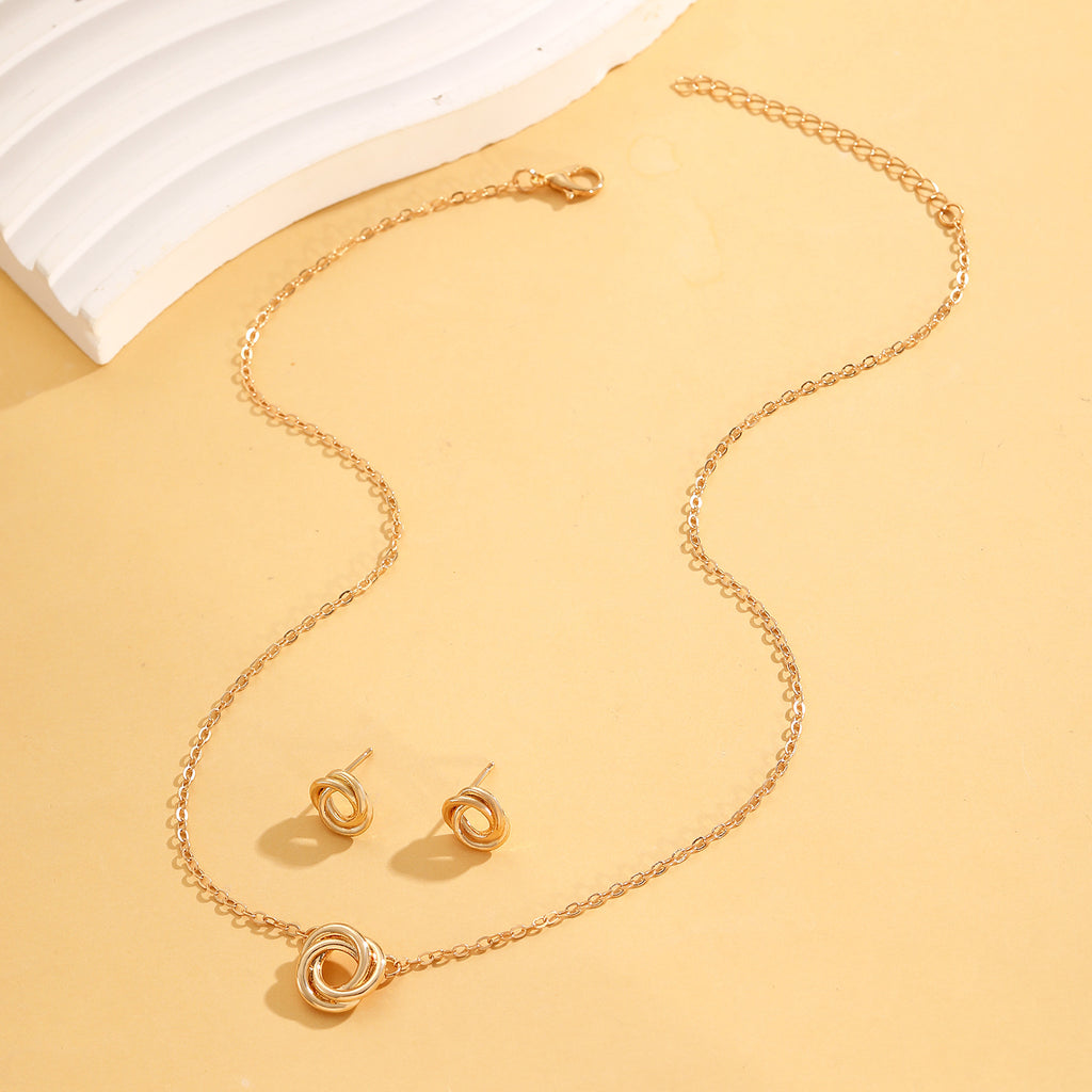 Circle Braided Set Necklace and Earrings for Women