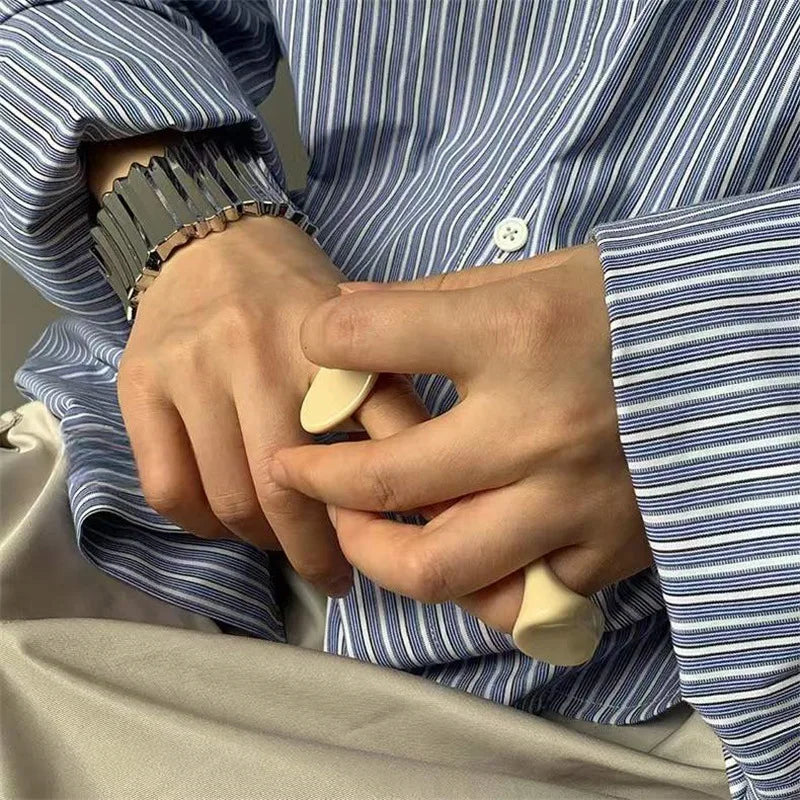 Irregular Wide Large Chunky Rings for Women Vintage Crystal Resin Autumn Winter Geometric Stacking Wear Finger Jewelry