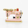 Enamel Three Dimensional Butterfly Knot Pink Sewing Machine Pendant Necklace