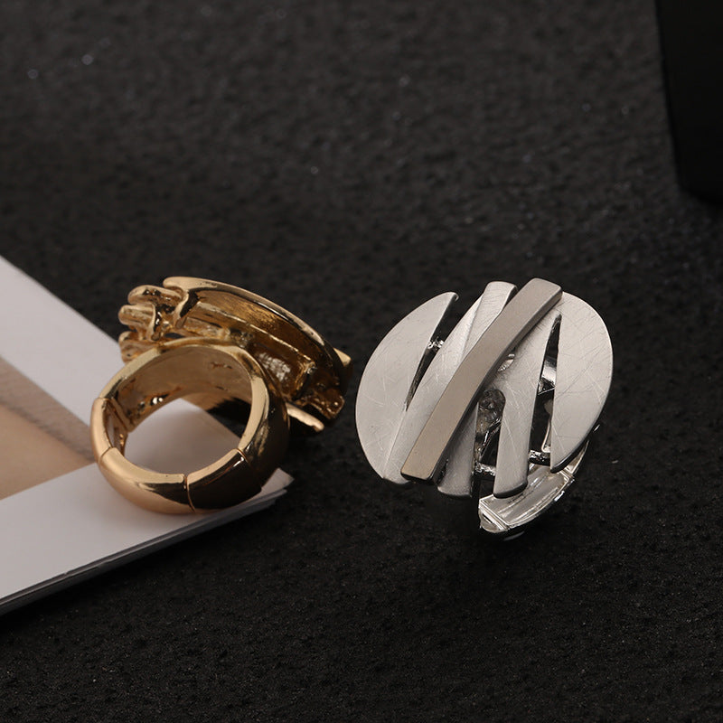 Irregular Chunky Gold Silver Color Rings for Women Men Personality Elastic Rope Adjustable Finger Ring Fashion Jewelry