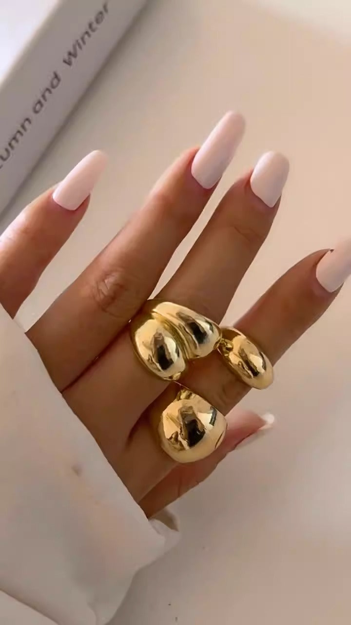 Vintage Punk Gold Color Open Rings Set