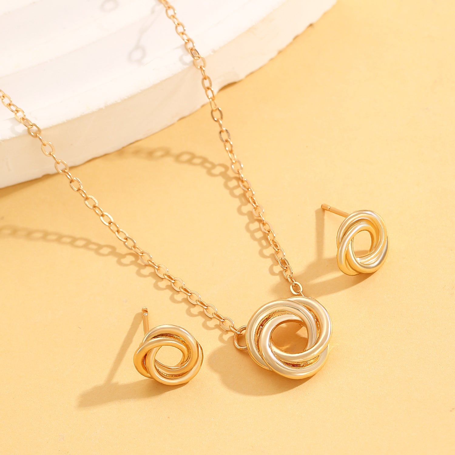 Circle Braided Set Necklace and Earrings for Women