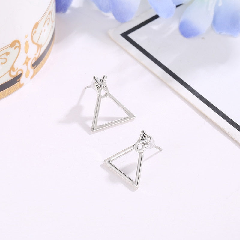 Creative Triangle Square Stud Earrings For Women Trendy Simple Minimalist Gold Color Geometric Metal Earing Jewelry Accessories