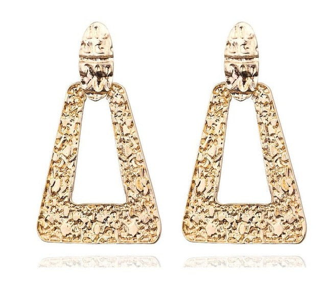 Big Vintage Earrings for Women Gold Silver Black Geometric Statement Earring 2019 Metal Earing Hanging Fashion Jewelry