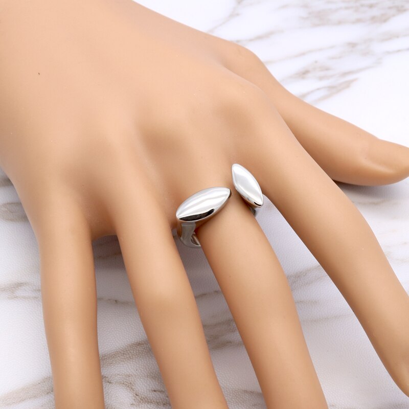 New Fashion Brand Charm Double Leaf Rings For Women Gold Color Opening Adjustable Woman Ring Bague Femme Engagement Rings