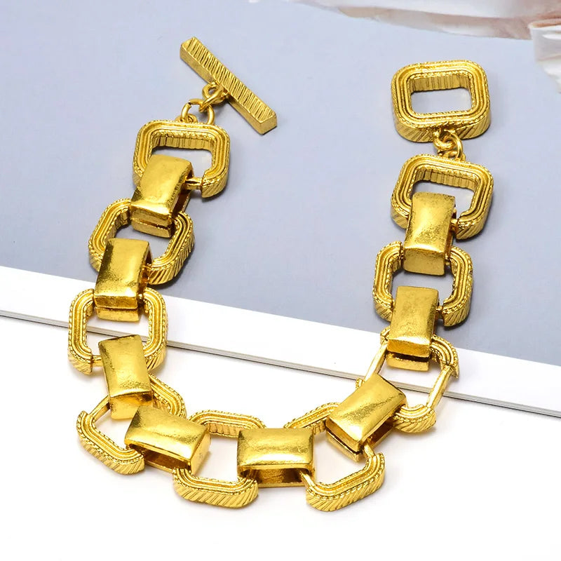 Wholesale New Statement Gold Color Metal Square Bracelet Bijoux High-Quality Fashion Trend Bracelets Accessories For Women
