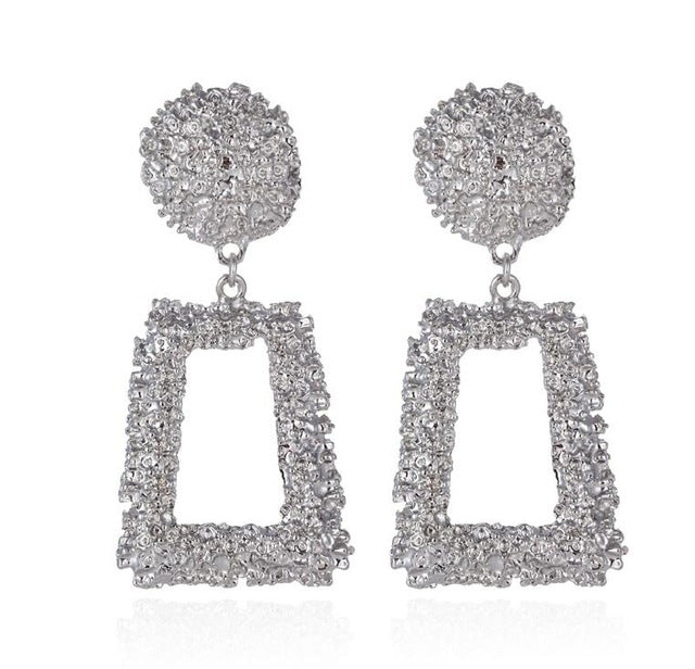 Big Vintage Earrings for Women Gold Silver Black Geometric Statement Earring 2019 Metal Earing Hanging Fashion Jewelry