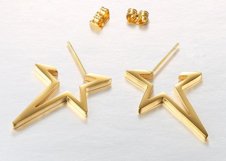 Star Earrings Punk Stud Earring Rose Gold Color Earings Stainless Steel Earrings For Women Jewelry Wholesale