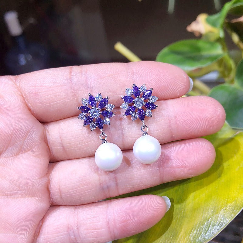 Popular Sunflower Brick Ear Studs, Pearl Earrings, Women's Fashion Earrings