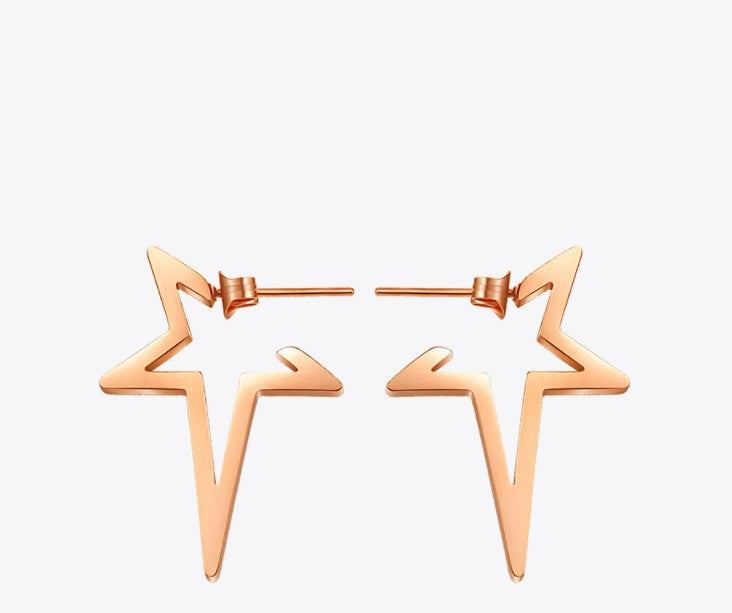 Star Earrings Punk Stud Earring Rose Gold Color Earings Stainless Steel Earrings For Women Jewelry Wholesale